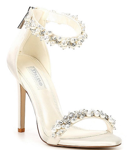 Dune London Marriages Satin Pearl and Rhinestone Embellished Dress Sandals