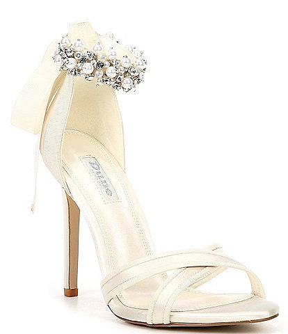 Dune London Martinis Satin Ankle Tie Pearl Strap Dress Sandals