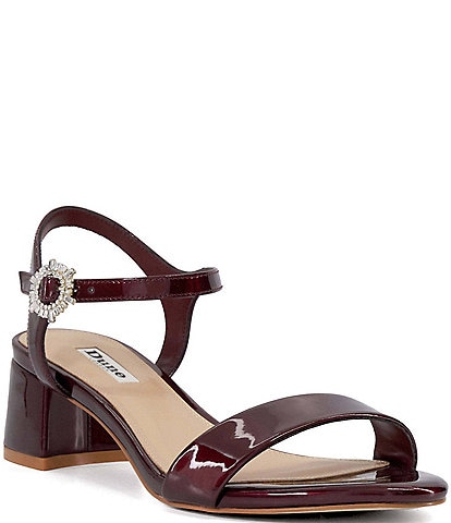 Dune London Measure Patent Rhinestone Buckle Dress Sandals