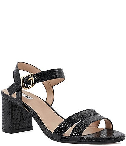 Dune London Merisa Snake Embossed Ankle Strap Sandals