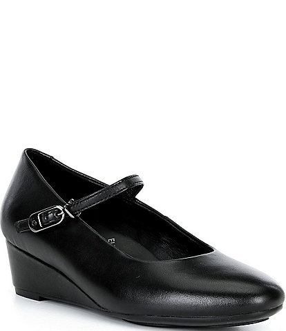 Ecco Elevate Leather Mary Jane Wedge Pumps