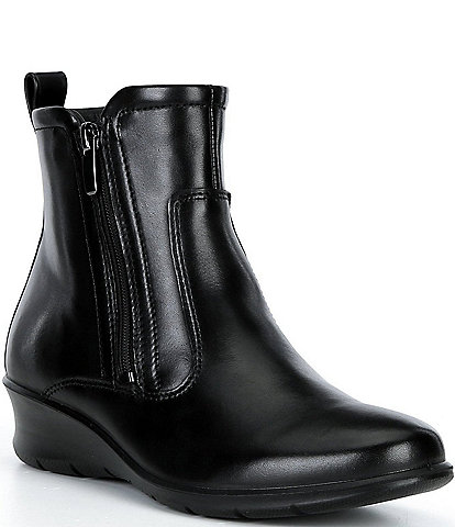 ECCO Felicia Leather Wedge Booties