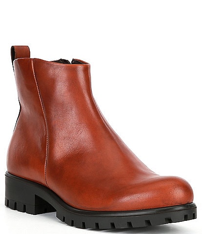 ECCO Modtray Water Resistant Leather Chunky Lug Sole Ankle Boots