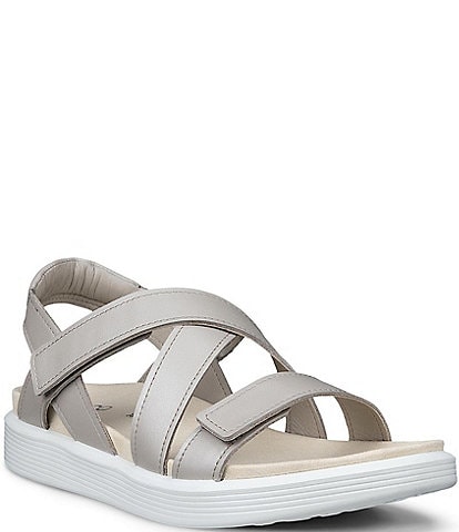 ECCO Women's Soft Cross Strap Leather Slingback Sandals