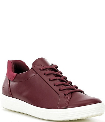 ECCO Women's Soft VII Leather Elastic Lace Up Slip On Sneakers