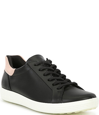 ECCO Women's Soft VII Leather Elastic Lace Up Slip On Sneakers