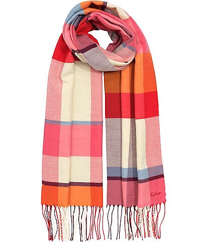 Echo Cubists Woven Plaid Scarf Wrap