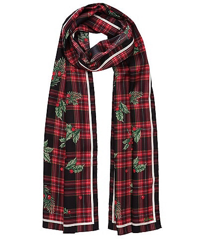 Echo Holly Plaid Silk Scarf Wrap