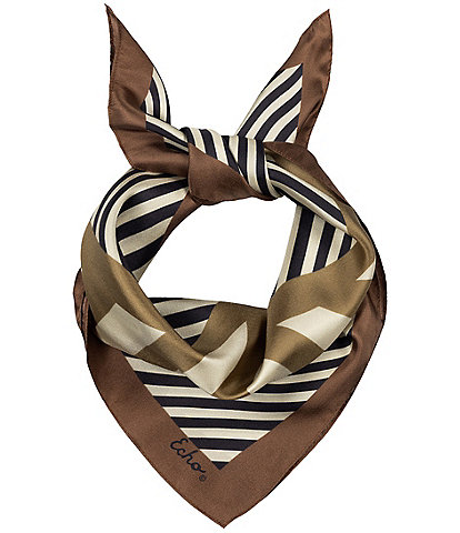 Echo Stripes Silk Bandana Square Scarf