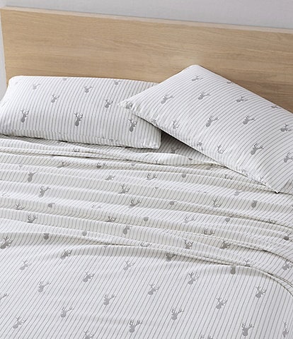 Eddie Bauer Deer Lodge Print Flannel Sheet Set