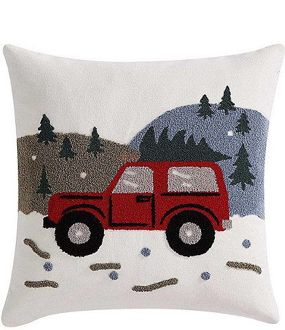 Eddie Bauer Holiday Truck Tree Decorative Square Pillow