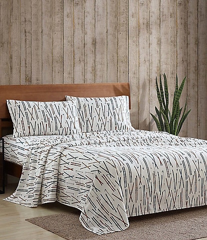 Eddie Bauer Multi Printed Ski Line Cotton Flannel Sheet Set