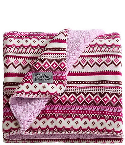 Eddie Bauer Shelton Fair Isle Printed Reversible Plush Throw