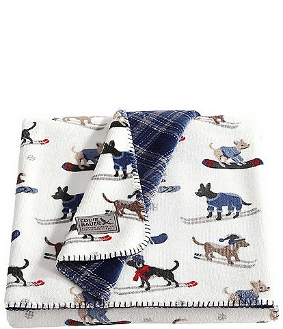 Eddie Bauer Ski Patrol Printed Plush Reversible Throw