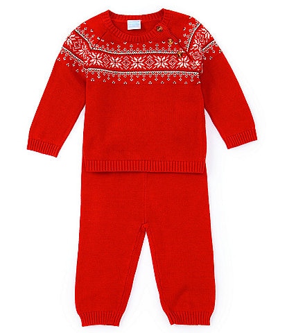 Edgehill Collection Baby Boy Newborn-24 Month Round Neck Long Sleeve Fairisle Sweater Set