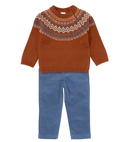 Edgehill Collection Baby Boys 12-24 Months Long Sleeve Round Neck Sweater & Pull-On Pants Set