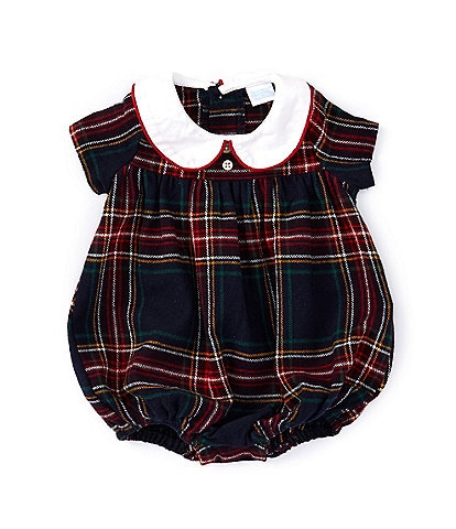 Edgehill Collection Baby Boys Newborn-12 Months Short Sleeve Plaid Bubble