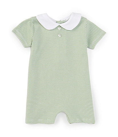 Edgehill Collection Baby Boys Newborn-24 Months Peter Pan Collar Short Sleeve Stripe Romper
