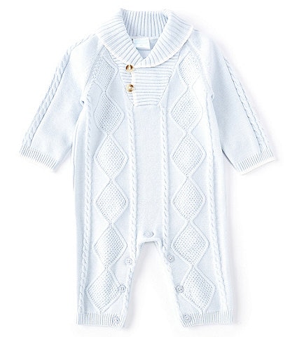 Edgehill Collection Baby Boys Newborn-6 Months Sweater Cable Knit Shawl Collar Coverall