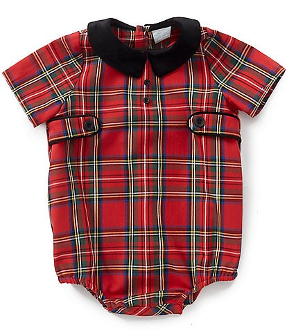 Edgehill Collection Baby Boys Peter Pan Collar Plaid Bubble