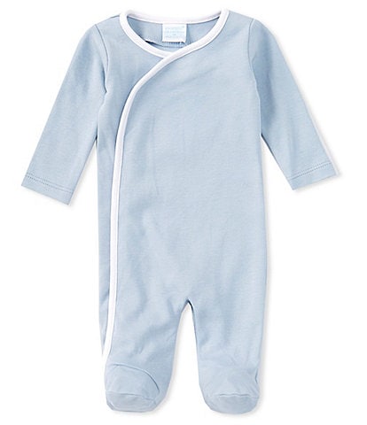 Edgehill Collection Baby Boys Preemie-9 Months Round Neck Long Sleeve Asymmetric Footie Coverall
