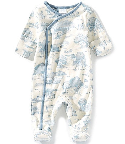 Edgehill Collection Baby Boys Wrap-Front Footie Toile Coverall