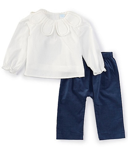 Edgehill Collection Baby Girl 12-24 Months Petal Collar Long Sleeve Set