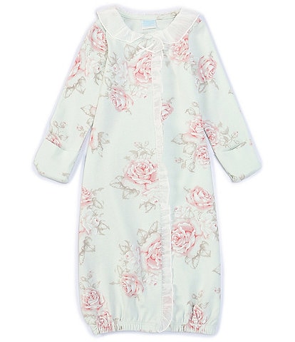 Edgehill Collection Baby Girl Newborn-6 Months Long-Sleeve Floral Chiffon-Ruffle Gown