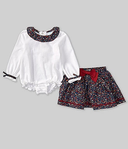 Edgehill Collection Baby Girls 12-24 Months Long Sleeve Floral Top & Skirt Set