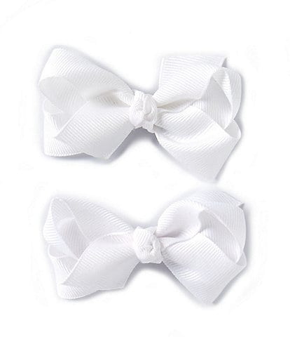 Edgehill Collection Baby Girls 2-Pack Mini Grosgrain Hair Bows