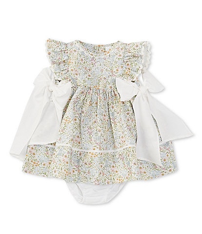 Edgehill Collection Baby Girls 3-12 Month Side-Tie Sleeveless Floral Dress