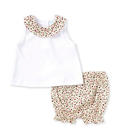 Edgehill Collection Baby Girls 3-24 Months Cherry Print Peter Pan Collar Knit Top & Matching Bloomers Set