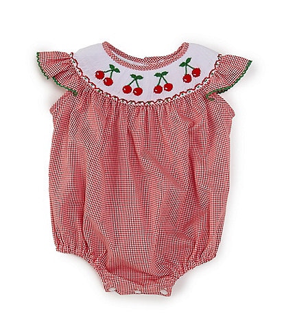 Edgehill Collection Baby Girls 3-24 Months Round Neck Cherry Smocked Bishop Dress