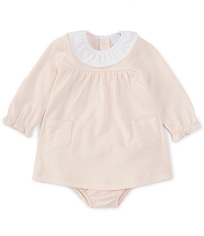 Edgehill Collection Baby Girls 3-24 Months Ruffle Round Neck Long Sleeve Solid Knit Dress