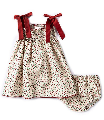 Edgehill Collection Baby Girls 3-24 Months Cherry Print Tie Shoulder Smocked Print Dress