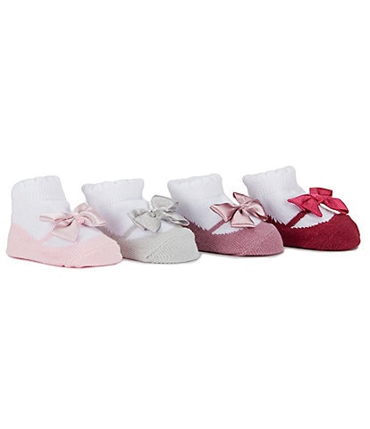 Edgehill Collection Baby Girls 4-Pack Mary Jane Socks