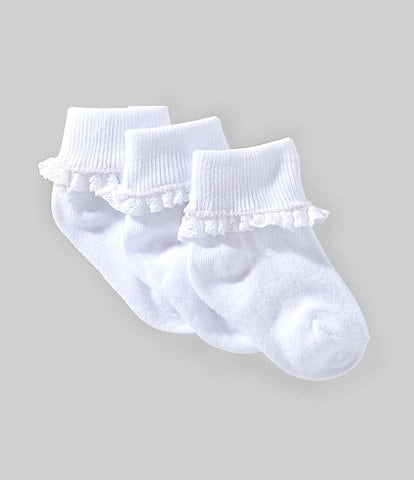 Edgehill Collection Baby Girls Crochet Lace 3-Pack Socks