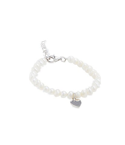 Edgehill Collection Baby Girls Heart-Tag Pearl Bracelet