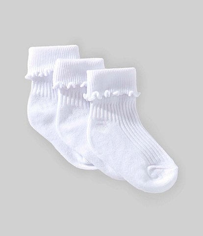 Edgehill Collection Baby Girls Lettuce Edge 2-Pack Socks