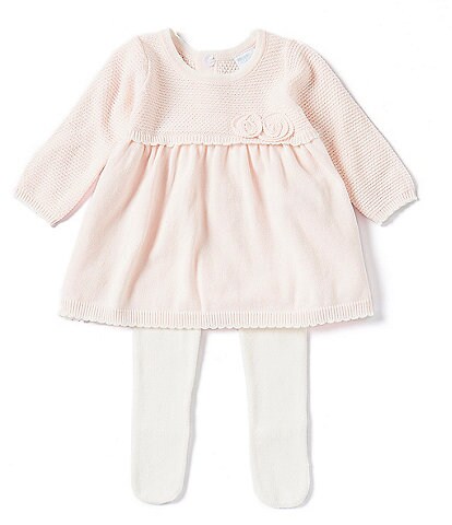 Edgehill Collection Baby Girls Newborn-12 Months Long Sleeve Rosette Sweater and Leggings Set