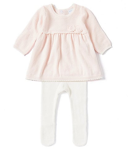 Edgehill Collection Baby Girls Newborn-12 Months Long Sleeve Rosette Sweater and Leggings Set