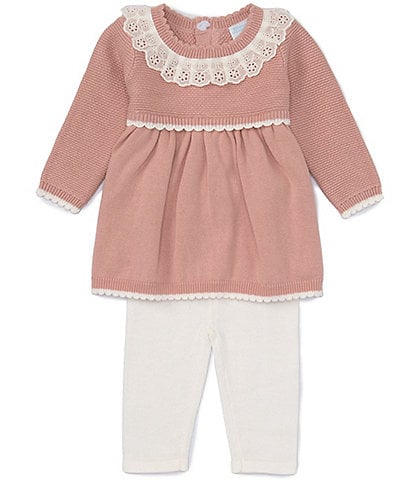 Edgehill Collection Baby Girls Newborn-24 Months Long Sleeve Navy Sweater & Knit Bottoms Set