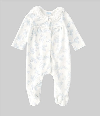 Edgehill Collection Baby Girls Newborn-6 Months Long-Sleeve Toile Footed Coverall