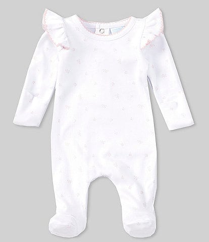 Edgehill Collection Baby Girls Preemie-9 Months Round Neckline Long Sleeve Ditsy Pointelle Coverall