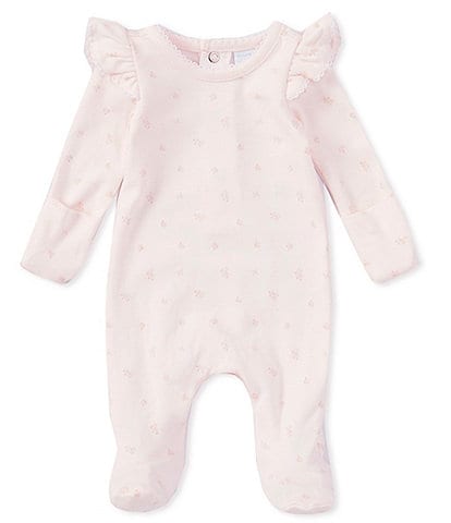 Edgehill Collection Baby Girls Preemie-9 Months Round Neckline Long Sleeve Ditsy Pointelle Coverall