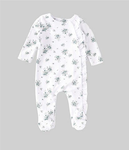 Edgehill Collection Baby Girls Preemie Long Sleeve Sage Floral Footed Coverall