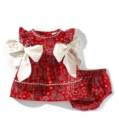 Edgehill Collection Baby Girls Sleeveless Bandana Print Side-Bow Dress