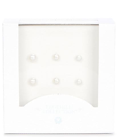 Edgehill Collection Girls 3-Pack Graduated Pearl Stud Earrings Set