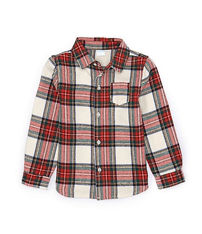 Edgehill Collection Little Boy 2T-7 Button Front Woven Holiday Plaid Shirt