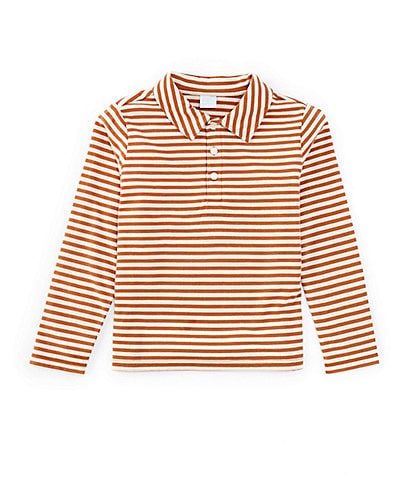 Edgehill Collection Little Boys 2T-7 Long Sleeve Classic Pima Stripe Polo Shirt